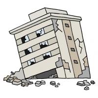 地震で倒壊したビル
