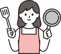 フライパンを持つ女性のイラスト