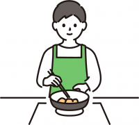 料理をしている男性のイラスト