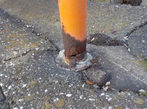 犬の尿で腐食したミラーポール2