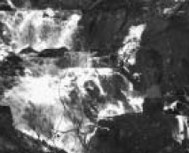平成の森公園にある御手水の滝　23体の石仏がある