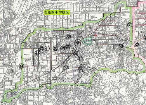 志免西小学校区、通学路の危険個所対策マップ